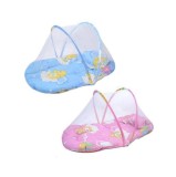 Patut Pliabil Portabil Copii, Plasa Insecte, 92x48x40cm, Albastru/Roz - Ideal Vacanta