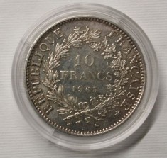 FRANTA . 10 FRANCS 1965 . DETALII EXCELENTE . #ARGINT . 25 GRAME .900/1000 .