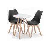 Cumpara ieftin Set masa rotunda stil scandinav + 2 scaune Mark negru, Artool, MDF si lemn, 60x72 cm, Leobert