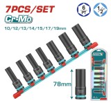 TOTAL - SET 7 PIESE TUBULARE DE IMPACT ADANCI - 1/2" -78MM PowerTool TopQuality