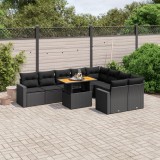 vidaXL Set canapele de grădină cu perne, 10 piese, negru, poliratan 3271468