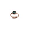 Inel reglabil Argint 925 placat aur roz cuart albastru 8mm Roua | Inel damă elegant, cutie cadou inclusă, Made in Italy