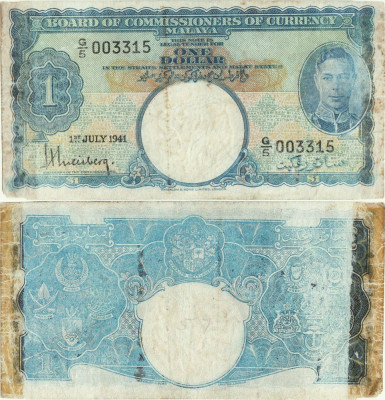 1941 (1 VII), 1 dollar (P-11) - Malaya! foto