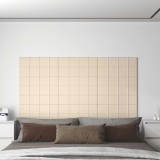 Cumpara ieftin Panouri de perete 12 buc. crem 60x15 cm catifea 1,08 m&sup2;
