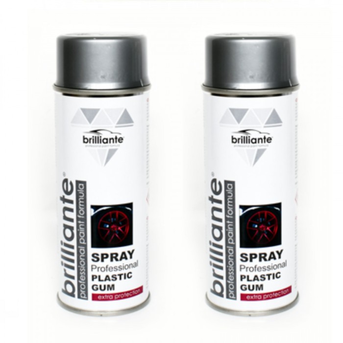 Pachet 2 x Vopsea Spray Brilliante Cauciucata (Argintiu) 400 ml