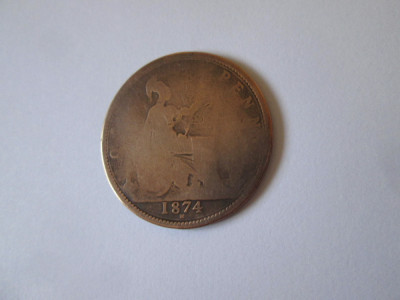 UK 1 Penny 1874 regina Victoria foto