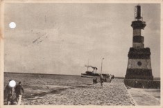 AMS - ILUSTRATA 1295, CONSTANTA - FARUL DIN PORT, ANUL 1958, cu perforari