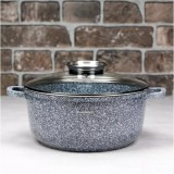 Oala cu capac, din otel acoperita cu marmura, 3.3litri, 22cm, gri, Klausberg