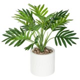 Planta artificiala Atmosphera Palmier cu ghiveci din beton alb, 30 cm, verde