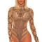 Q609-14 Body elegant cu maneci lungi si guler inalt, accesorizat cu strasuri