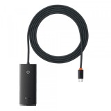 Hub USB-C Baseus Lite, 4 x USB-A 3.0 - 1 x USB-C, 2m, Negru WKQX030501