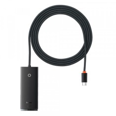 Hub USB-C Baseus Lite, 4 x USB-A 3.0 - 1 x USB-C, 2m, Negru WKQX030501