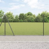 vidaXL &Icirc;mprejmuire din plasă sudată cu 13 st&acirc;lpi flanșați Gri 1.2x25 m Oțel