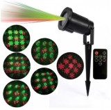 Laser proiector lumini cu figurine Craciun, rosu cu verde, telecomanda inclusa