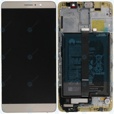 Capac frontal modul display Huawei Mate 9 + LCD + digitizer + baterie gold 02350YXL