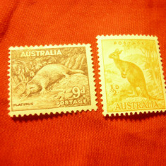 2Timbre Australia 1937 - Fauna - Cangur si ornitorinc , 1/2 si 9p