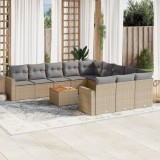 vidaXL Set canapele de grădină cu perne, 12 piese, bej, poliratan