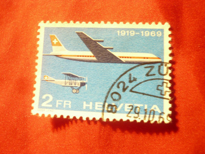 Timbru Elvetia 1969 - Aviatie , 2 fr. stampilat foto
