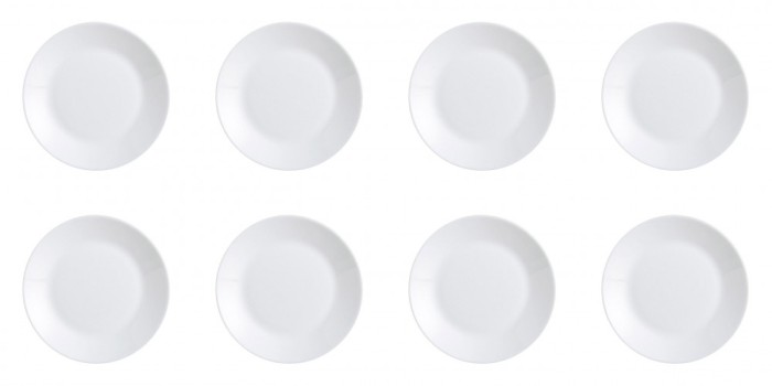 Set farfurii 8 piese pentru fructe, albe, diametru 18 cm