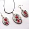 set bijuterii lemn , set colier si cercei cu flori 41822