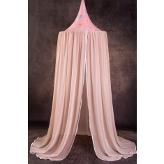 Baldachin de tavan cu voal roz prafuit, 75 cm