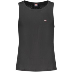 Norway Tricou fara maneci barbati, cu mini logo brodat, Regular fit, Negru