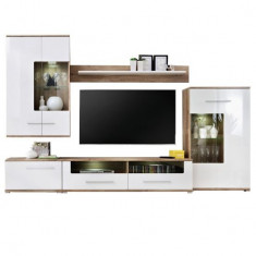 Set mobilier living Sally, 310cm lungime, 190cm inaltime, 47cm latime, alb/bej foto