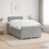 Cumpara ieftin Pat boxspring cu saltea Gri deschis 120 x 200 cm Tesatura
