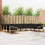 vidaXL Set de canapele de exterior cu pernă 9 pcs Alb și negru 3389078