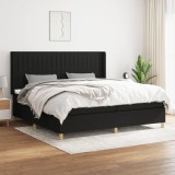 Cumpara ieftin Pat box spring cu saltea, negru, 200x200 cm, textil