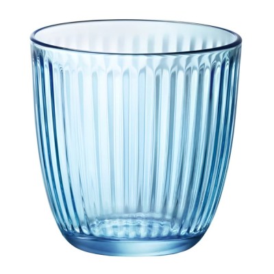 Pahar pentru apa / suc, Line, sticla, albastru, 290 ml, set 6 bucati foto