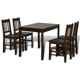 Masa de sufragerie din lemn cu 4 scaune, maro GartenMobel Dekor, vidaXL