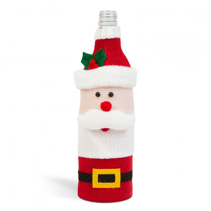Suport sticle de băutură de Crăciun - Moș Crăciun 3D - poliester - 58728A