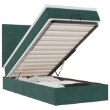 Cumpara ieftin Cadru de pat otoman cu saltele, catifea verde inchis 90x200cm