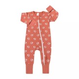 Cumpara ieftin Salopeta pijama Edman bebe/copii Arici cu maneca lunga, fermoar reversibil, bumbac, 3-6 luni, Rosu