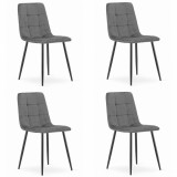 Cumpara ieftin Set 4 scaune bucatarie/living, Artool, Kara, catifea, metal, gri si negru, 44.5x50.5x87 cm