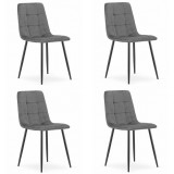 Set 4 scaune bucatarie/living, Artool, Kara, catifea, metal, gri si negru, 44.5x50.5x87 cm, Leobert