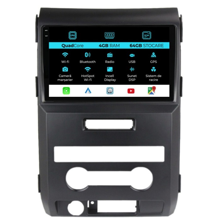 Navigatie Dedicata Ford F150 (2008-2014),QuadCore, 9Inch, 4Gb Ram, 64Gb Stocare, Carplay