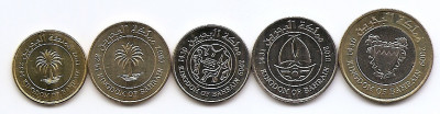 Bahrain Set 5 - 5, 10, 25, 50, 100 Fils 2007/11 , CL28 , UNC !!! foto