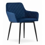 Scaun stil fotoliu bucatarie/living, Artool, Nola, catifea, metal, bleumarin si negru, 58x57x79 cm