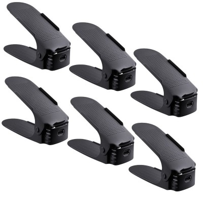 Set 6 Suporti Antiderapanti si Ajustabili pentru Depozitare o Pereche de Incaltaminte, PP, 6x25.5x11/17 cm, Negru foto
