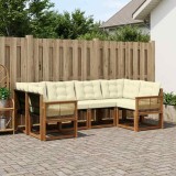 vidaXL Set de canapele de exterior cu pernă 6 pcs Natural și Crem 3382178