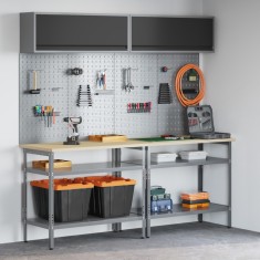 vidaXL Set banc de lucru, 8 piese, gri, oțel