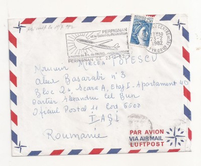 FD1 - Plic Circulat international Franta - Romania (Iasi ) , 1982 foto
