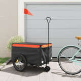 VidaXL Remorcă pentru biciclete, negru și portocaliu, 45 kg, fier