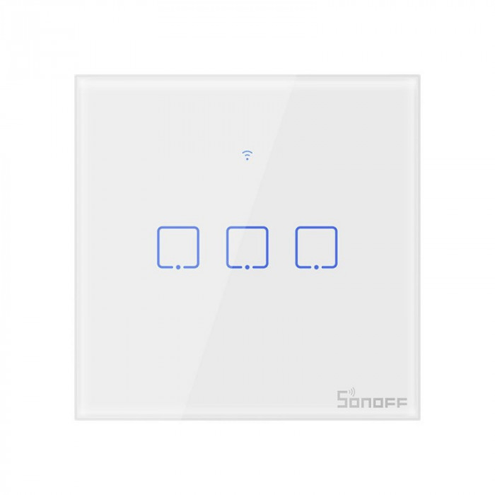 Intrerupator Smart Touch Wifi + RF 433 Sonoff T1 EU TX, 3 canale