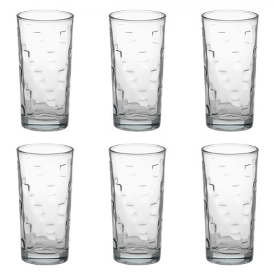 Pahare Sticlă Square, Model Relief, Capacitate 250ml, Set 6 Bucăți, Transparent foto