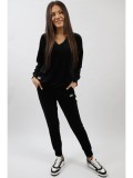 Cumpara ieftin Compleu Damă Catifea Splendidozzo, Decolteu V, Negru, Mărimi XS-L, Pantaloni Lungi, Sport/Casual, Toamnă