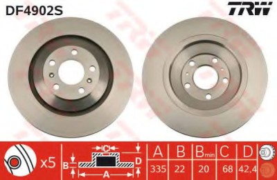 Disc frana VW PHAETON (3D) (2002 - 2016) TRW DF4902S foto