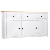 Cumpara ieftin Servanta, alb, 135 x 40 x 80 cm, lemn masiv de pin, gama Panama